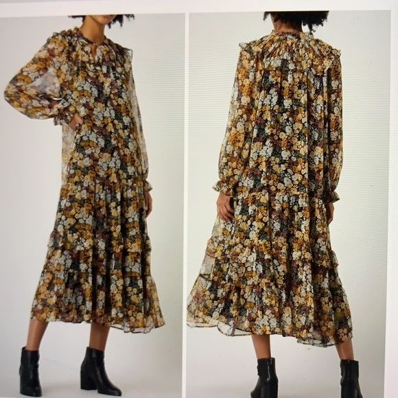 Mango Chiffon Floral Modest Dress 2 - Picture 2 of 16